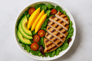 20250502_1328_Ensalada de Pollo Tropical_simple_compose_01jt90jm40fa48nyjm21q65tq6